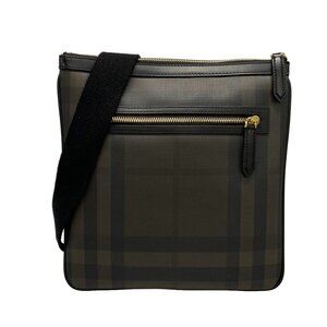 Auth Burberry Dark Brown Black PVC Leather Shoulder Bag